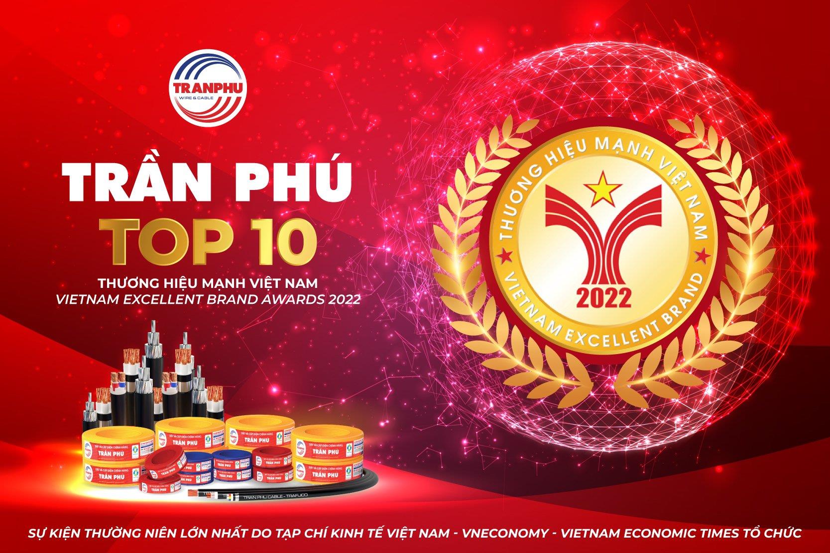 Dây cáp điện Trần Phú- top 10 thương hiệu mạnh Việt Nam 2022